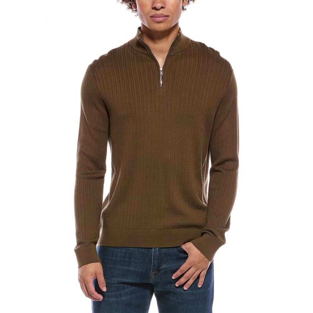 Theory Mens  Walton 1/4-Zip Sweater, Brown